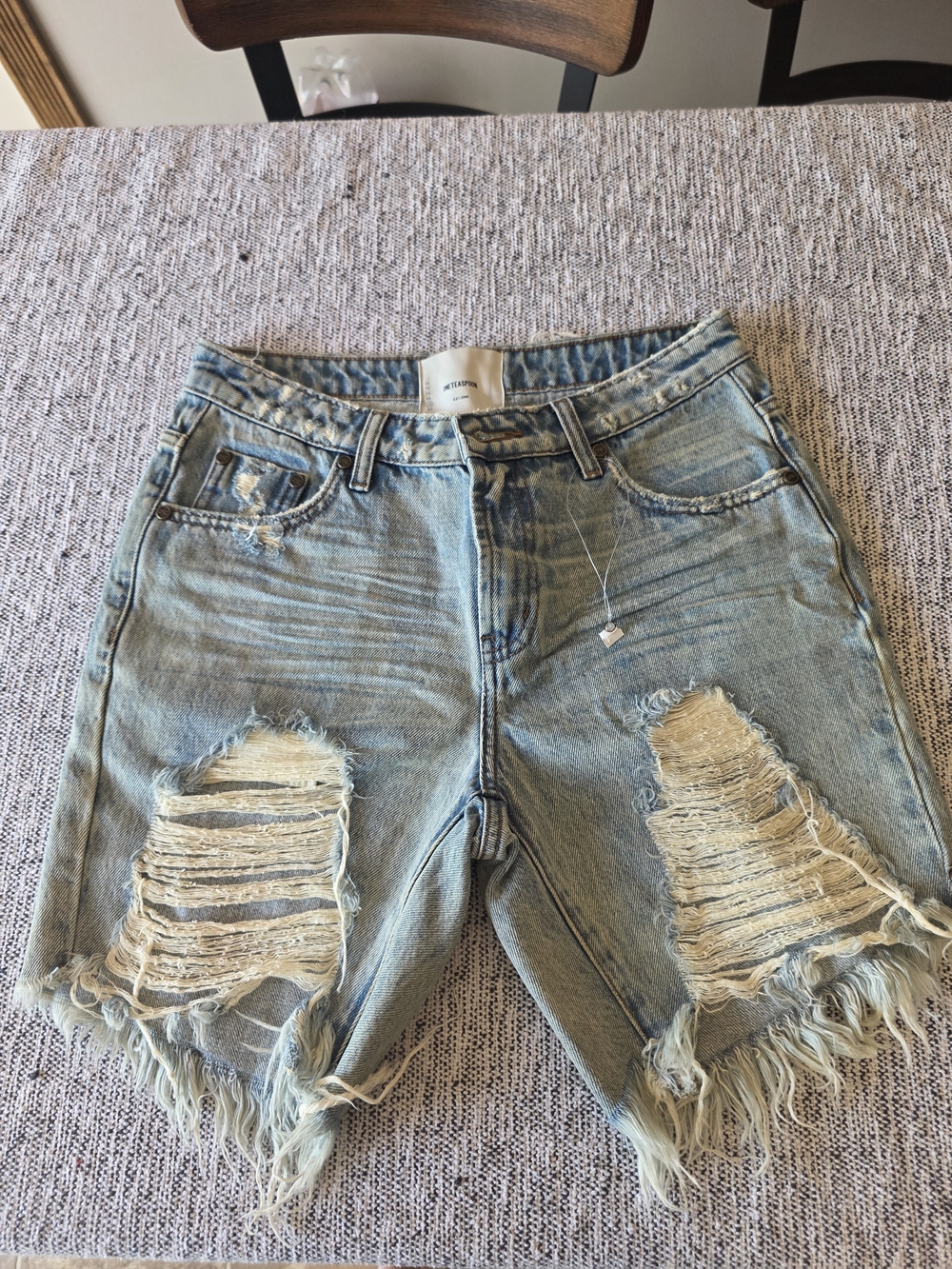 One Teaspoon Light Blue Distressed Denim Shorts